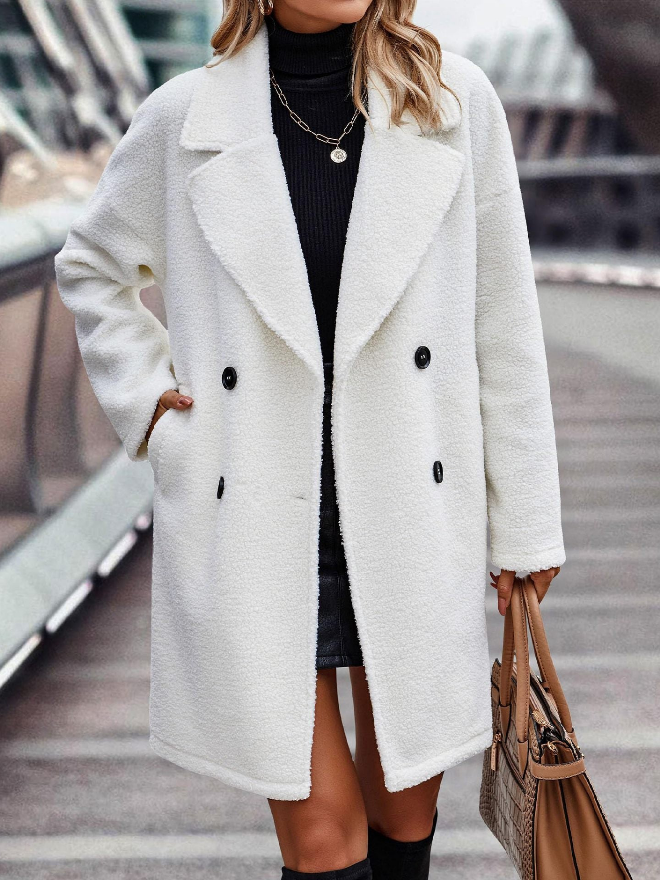 Adele | Dlhý Plyšový Kabát s Kapucňou