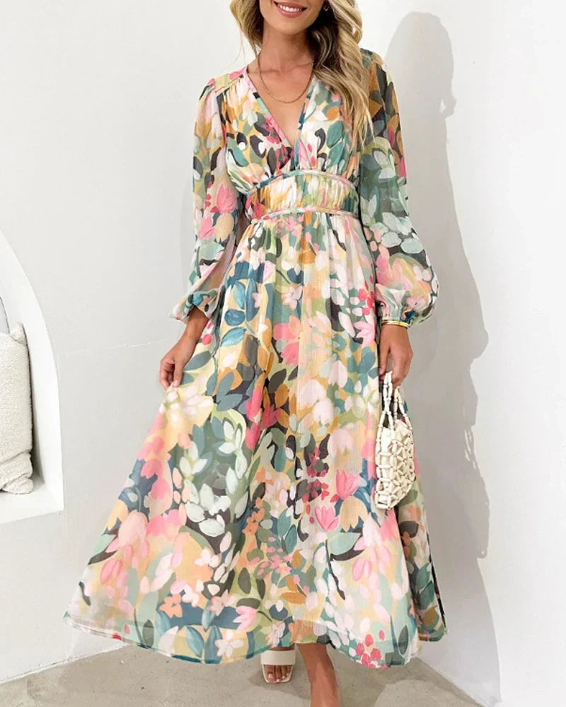Kristin™ | Ružové boho maxi šaty