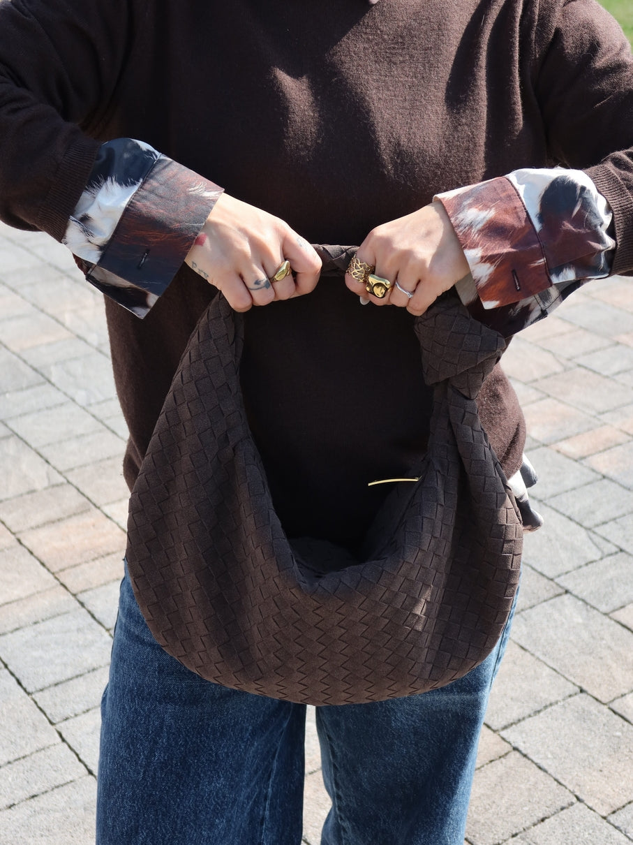 Celeste | Stredná semišová taška s pleteným uzlovým detailom