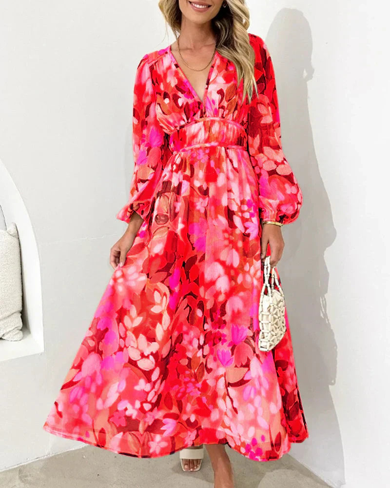 Kristin™ | Ružové boho maxi šaty